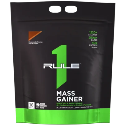Rule1 Mass Gainer 5.2 Kg & 2.6 Kg , Chocolate Fudge | 40g Protein, 1000 Calories | USA Made