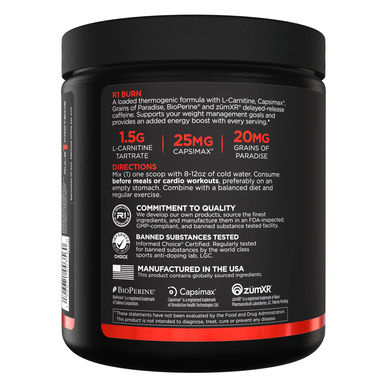 Rule One (Rule1) R1 Burn Thermogenic Fat Burner (30 Servings) Made in USA - Image 2