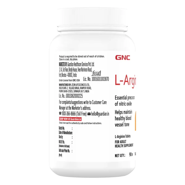 GNC L-Arginine 1000mg – 90 Tablets - Image 2