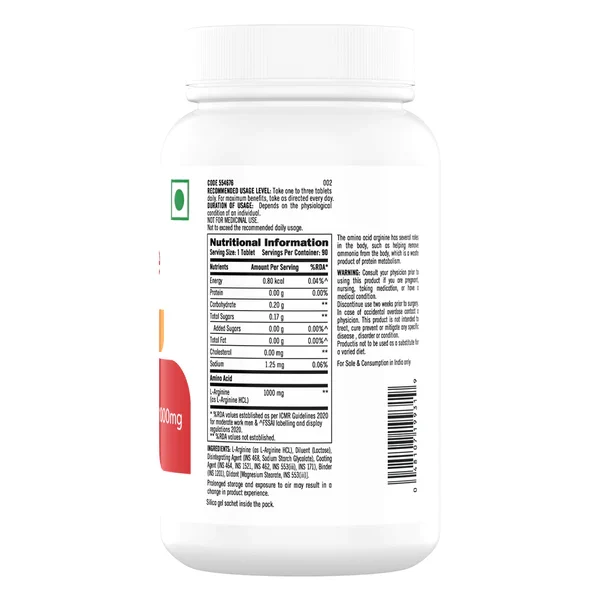 GNC L-Arginine 1000mg – 90 Tablets - Image 3