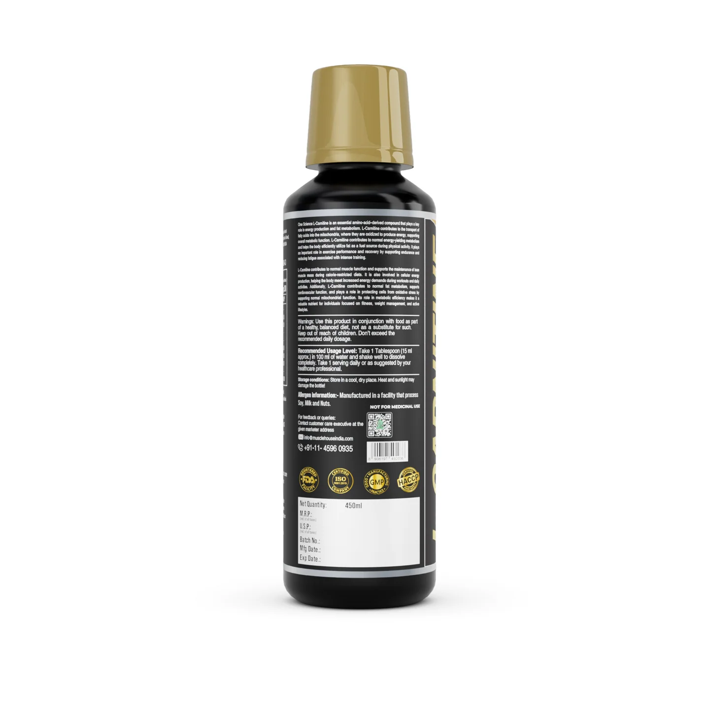 One Science Liquid L-Carnitine 3000mg + Vitamin B5 (450ml) | 30 Servings - Image 3