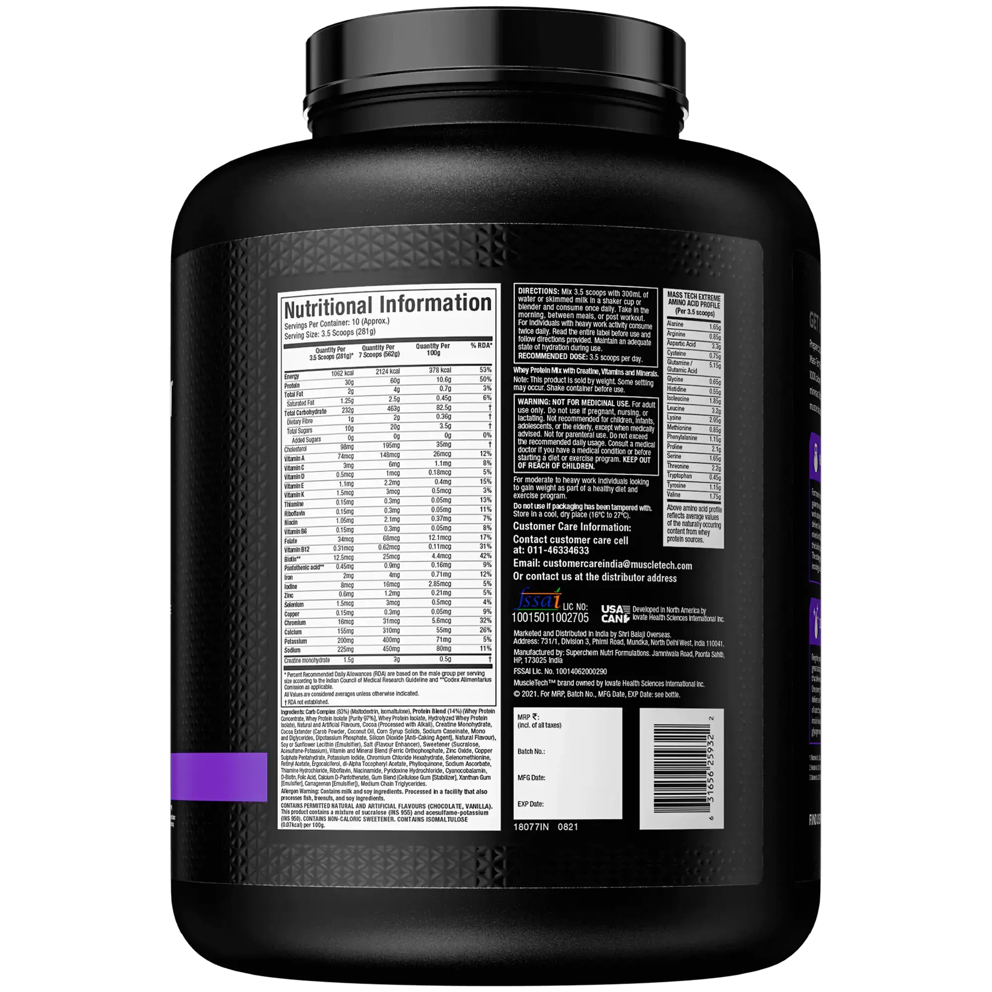 Muscletech Mass Tech Extreme 2000 – High Protein Mass Gainer - Image 2