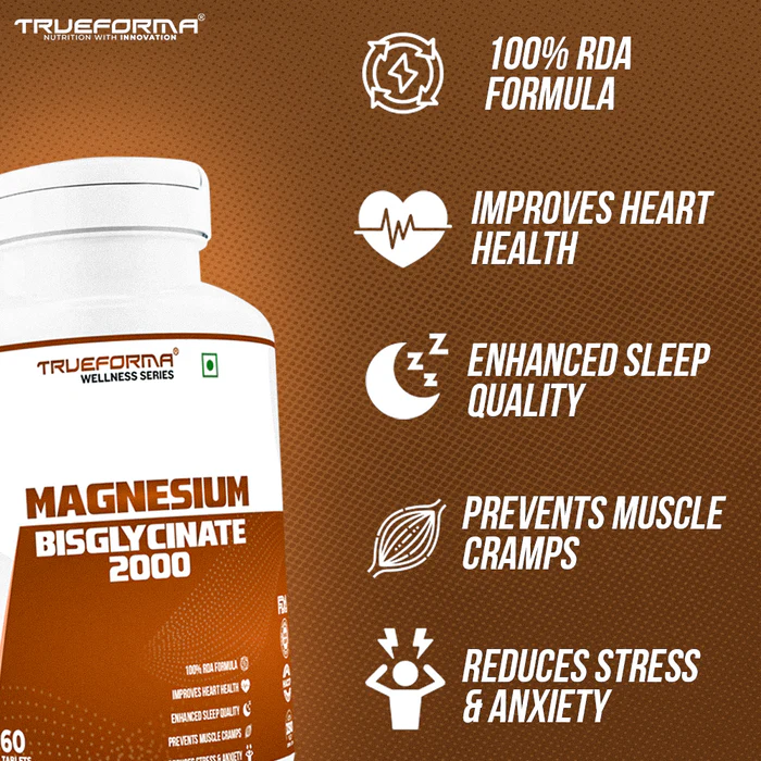 Trueforma Magnesium Bisglycinate 2000 – 440mg Elemental Magnesium | 60 Tablets - Image 3