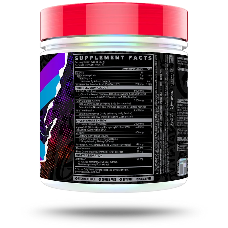 GHOST Legend All Out Pre-Workout | 400mg Caffeine | 20 Servings - Image 3